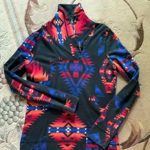 Woman’s Chaps Long Sleeve Pullover Aztec Print XS
